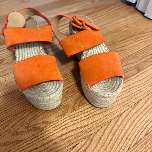 Marc Fisher LTD Renni Platform Espadrille Wedge Sandals Orange Suede Size 5 - Picture 16 of 16